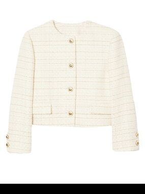 Sandro Tweed Jacket Ecru Gold - 38 (6)
